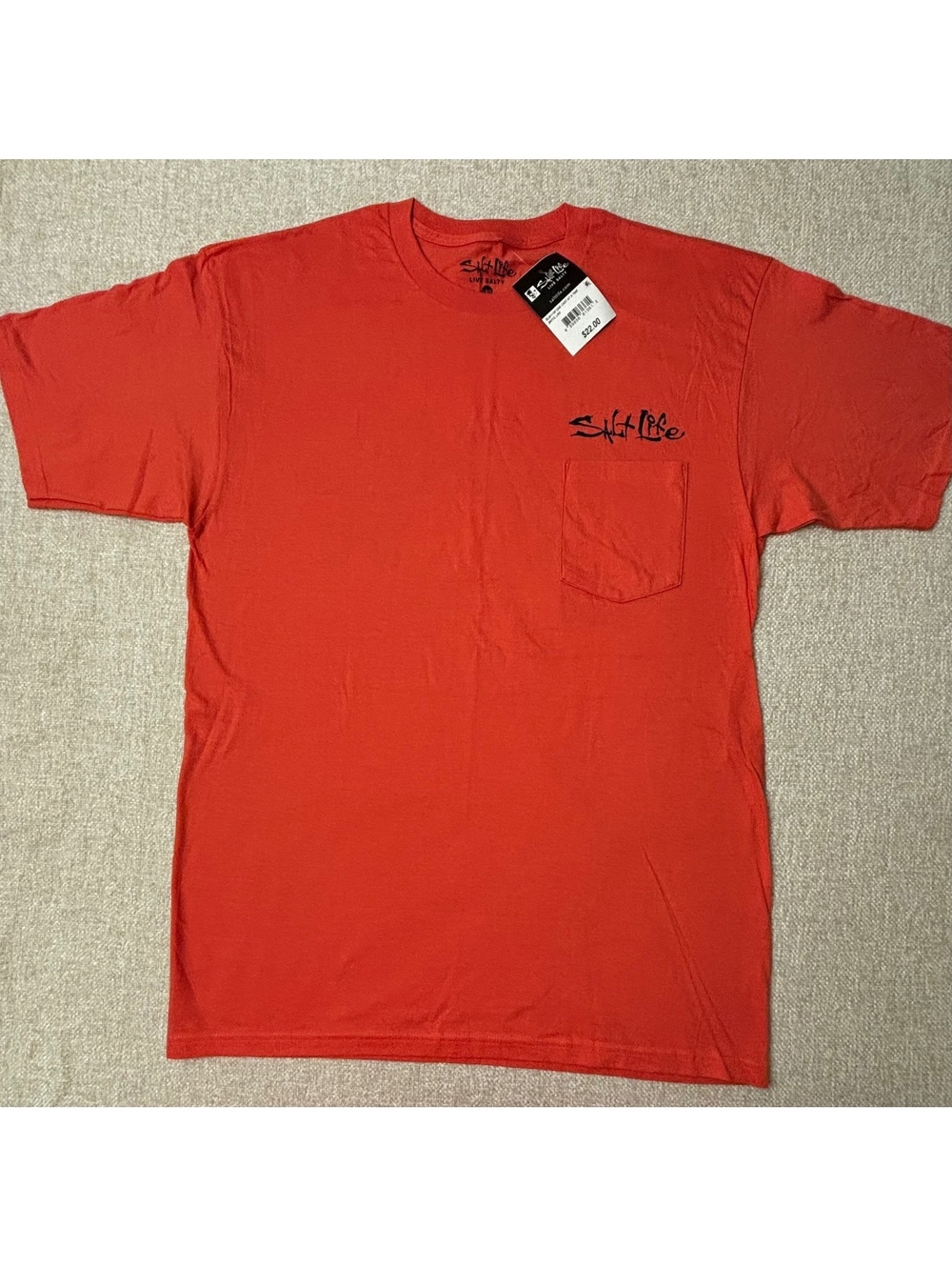 Salt Life Live Salty Men’s Crewneck Graphic T-Shirt Coral Size Large